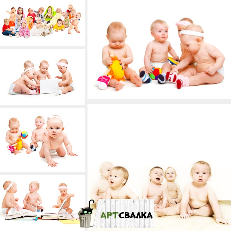 Грудные дети на белом фоне | Infants on a white background
